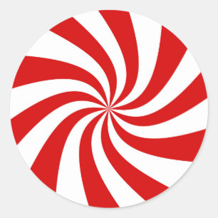 red candy cane party plate classic round sticker