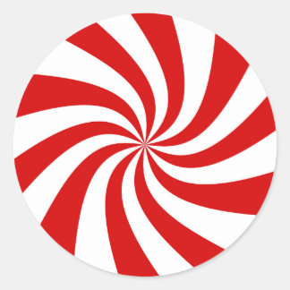 red candy cane party plate classic round sticker