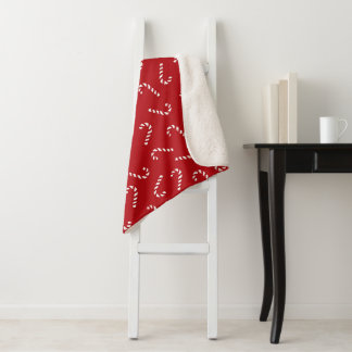 Red Candy Cane Sherpa Blanket