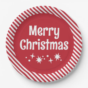 Red Candy Cane Stripe Cocktail Paper Plates