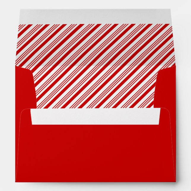 Red Candy Cane Stripes Christmas Holiday Mailing Envelope (Back (Bottom))