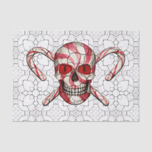 Red Candy Cane Sugar Skull  Tissue Paper