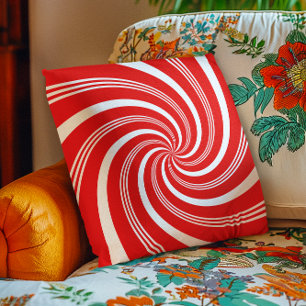 Red Candy Cane Twirl Cushion