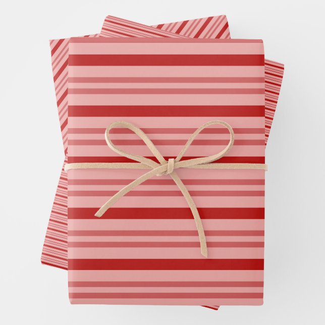 Red Candy Canes, Classic & Fun Christmas Striped  Wrapping Paper Sheet (In situ)