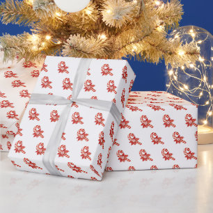 Red Candy Canes Merry Christmas Wrapping Paper