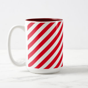 Red Candy Christmas Stripe Two-Tone Coffee Mug