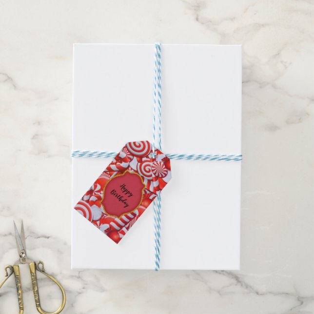 Red candy gift tags (With Twine)