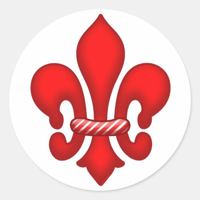 Red Candy Holiday Fleur de lis Stickers (Front)