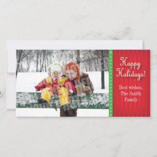 Red candy stripe holiday card