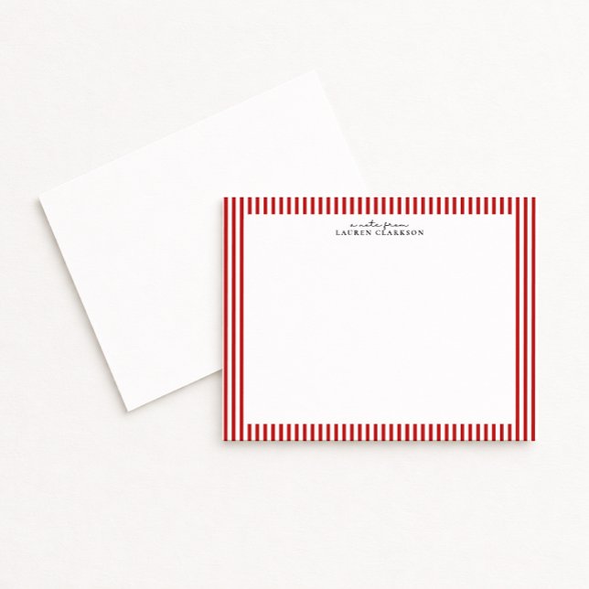 Red Candy Stripe Modern Note Card (Creator Uploaded)