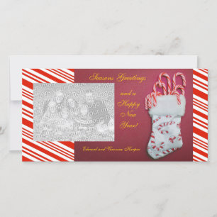 Red Candy Stripe Photo Card