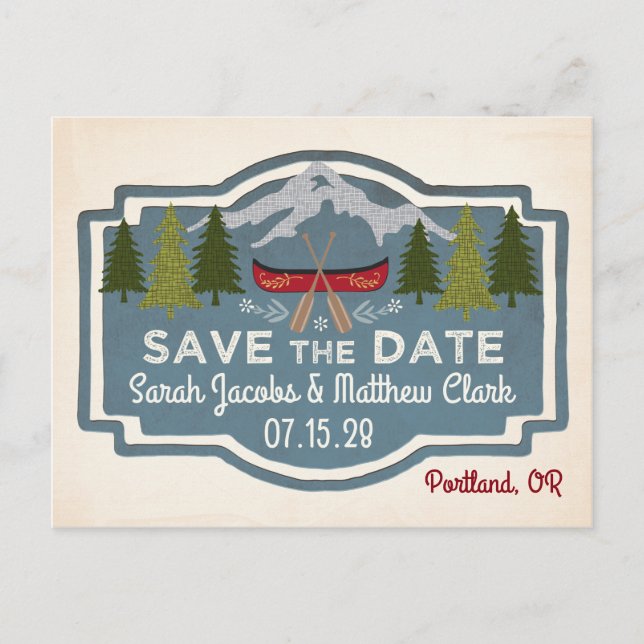 Red Canoe Save the Date Postcard (Front)