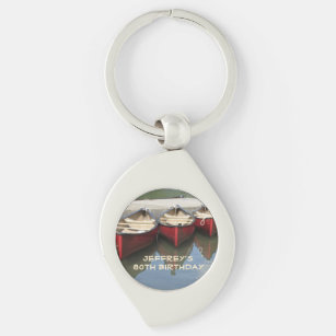 Red Canoes 80th Birthday Personalised Name  Key Ring
