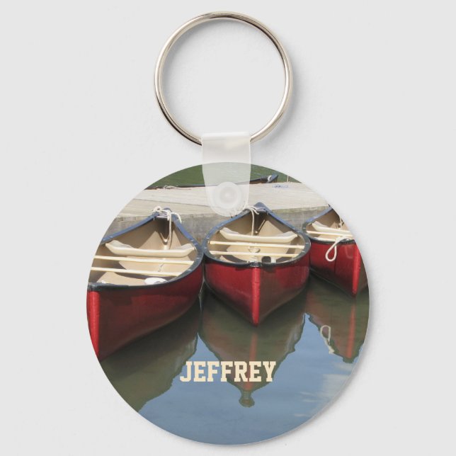 Red Canoes Personalised Name Key Ring (Front)