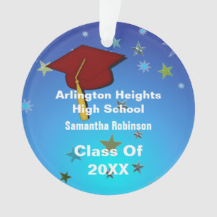 Red Cap and Stars Acrylic Graduation Ornament