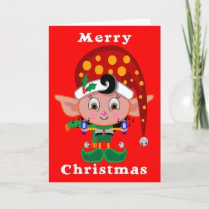 Red Cap Elf Holiday Card