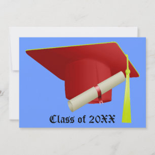Red Cap High School College Graduation Invitation