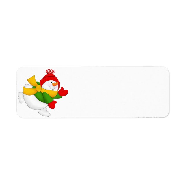 Red Cap Snowman Return Address Label (Front)