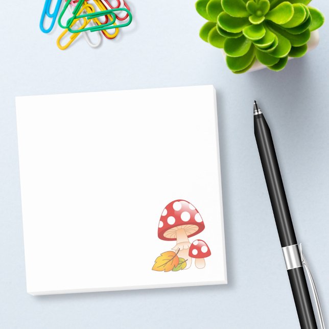 Red Cap Toadstool Mushrooms and Leaves Post-it Notes (Creator Uploaded)