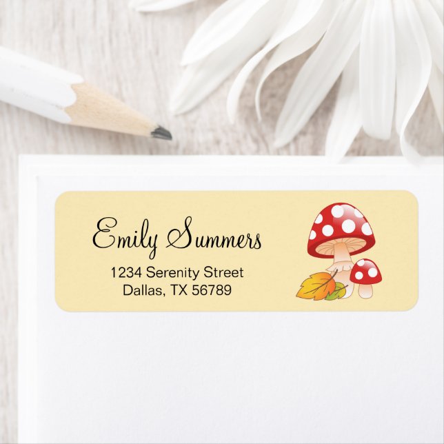 Red Cap Toadstool Mushrooms with Leaves Address (Insitu)