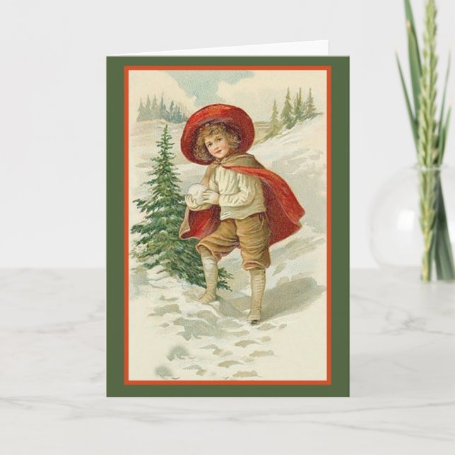 Red Cape and Snow Holiday Cards (Front)