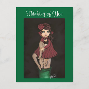 Red Caped Quantum Cutie is Thinking of You Postcard