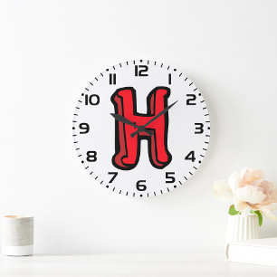 Red Capital Letter H  Large Clock