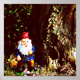 Red Capped Gnome Poster