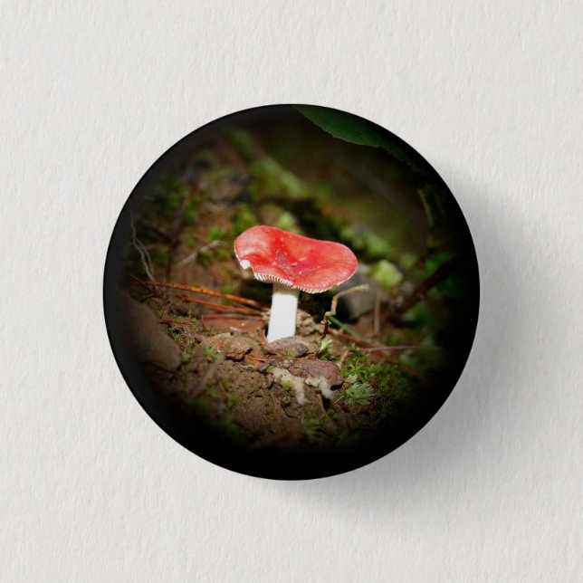 Red Capped Russula Mushroom 3 Cm Round Badge (Front)