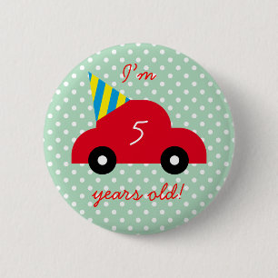 Red Car 6 Cm Round Badge
