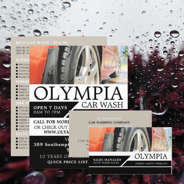 Red Car, Auto Wash, Cleaning Service Business Card (Creator Uploaded)