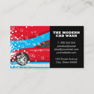 Red Car   Car Wash Soap Bubbles Business Card
