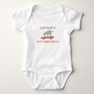 Red Car Christmas Tree My 1st Christmas Holiday Baby Bodysuit