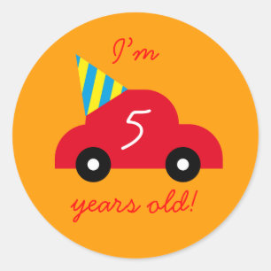 Red Car Classic Round Sticker