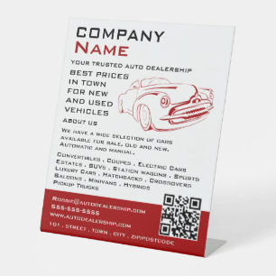 Red Car Logo, Auto Dealership Advertising Pedestal Sign