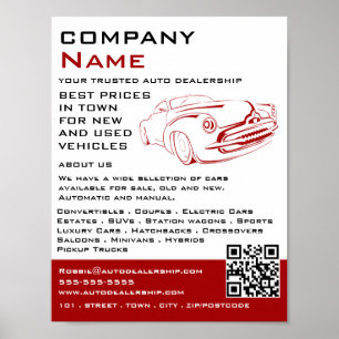 Red Car Logo, Auto Dealership Advertising Poster