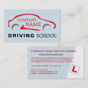 Red Car Logo, Driving School, Instructor Business Card