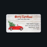 Red Car Merry Christmas New Home Address Label<br><div class="desc">Red Car Merry Christmas New Home Address Label</div>