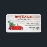 Red Car Merry Christmas New Home Address Label<br><div class="desc">Red Car Merry Christmas New Home Address Label</div>