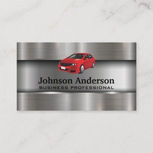Red Car   Metallic Business Card