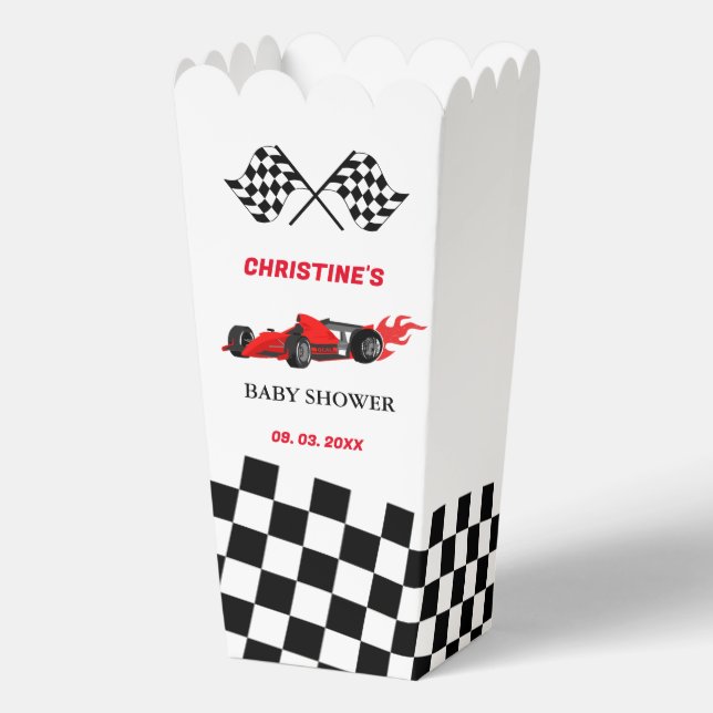 Red Car Race  Baby shower Favour Box (Back)