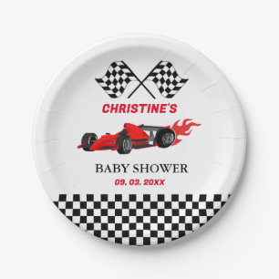 Red Car Race  Baby shower Paper Plate