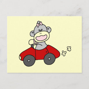 Red Car Sock Monkey Tshirts and Gifts Postcard