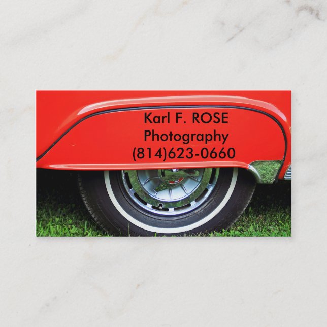 Red car tire business cards (Front)