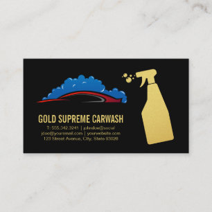 Red Car Water Bubble Splash Auto Service Business Card