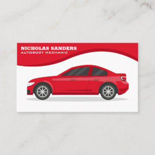 Red Car   Wave Background Business Card