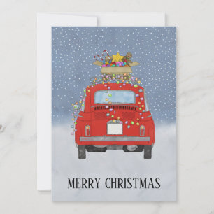 Red car with Christmas gifts Holiday Card