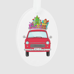 Red Car with Christmas Gifts Ornament