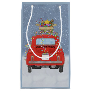 Red car with Christmas gifts Small Gift Bag