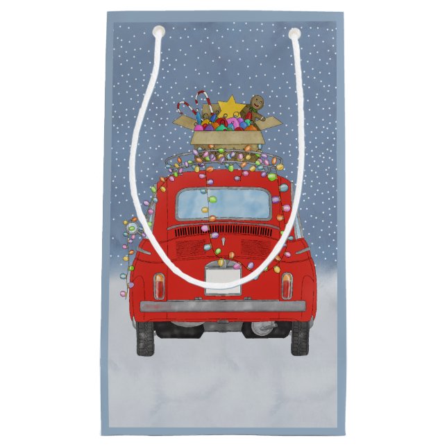 Red car with Christmas gifts Small Gift Bag (Front)